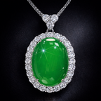 Red Green Classic Oval Cabochon Silver CZ Copper Pendant Chain Bulk