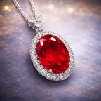 Vintage-Inspired Oval Silver CZ Anti Tarnish Copper Pendant Chain Bulk