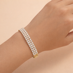 Wholesale Double Strand Round Cut Gold Silver Plated CZ Copper Bracelet