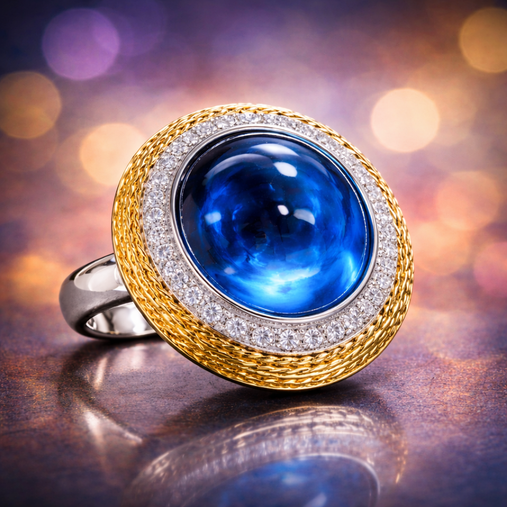 Red Blue Luxury Oval Glass Stone Gold Silver CZ Copper Fancy Ring Bulk