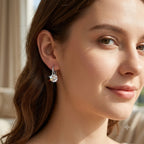 Designer Silver Plated Round Cut CZ Copper Curved Hoop Earrings Bulk