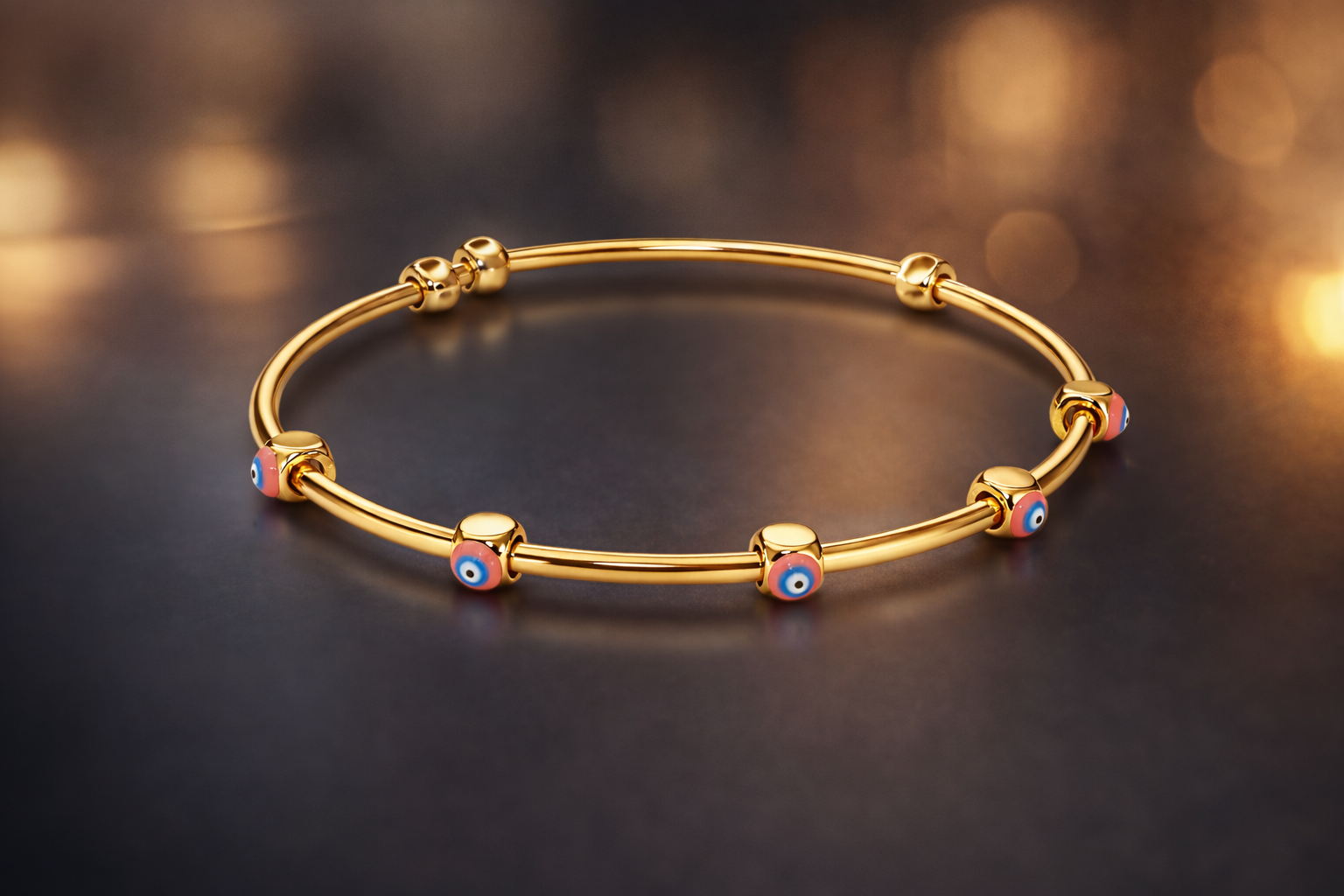 Wholesale Evil Eye Gold Plated Beads Anti Tarnish Copper Cuff & Kada