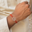 Om Symbol Rose Gold Plated CZ Red Orange Thread Rakhi For Men Wholesale