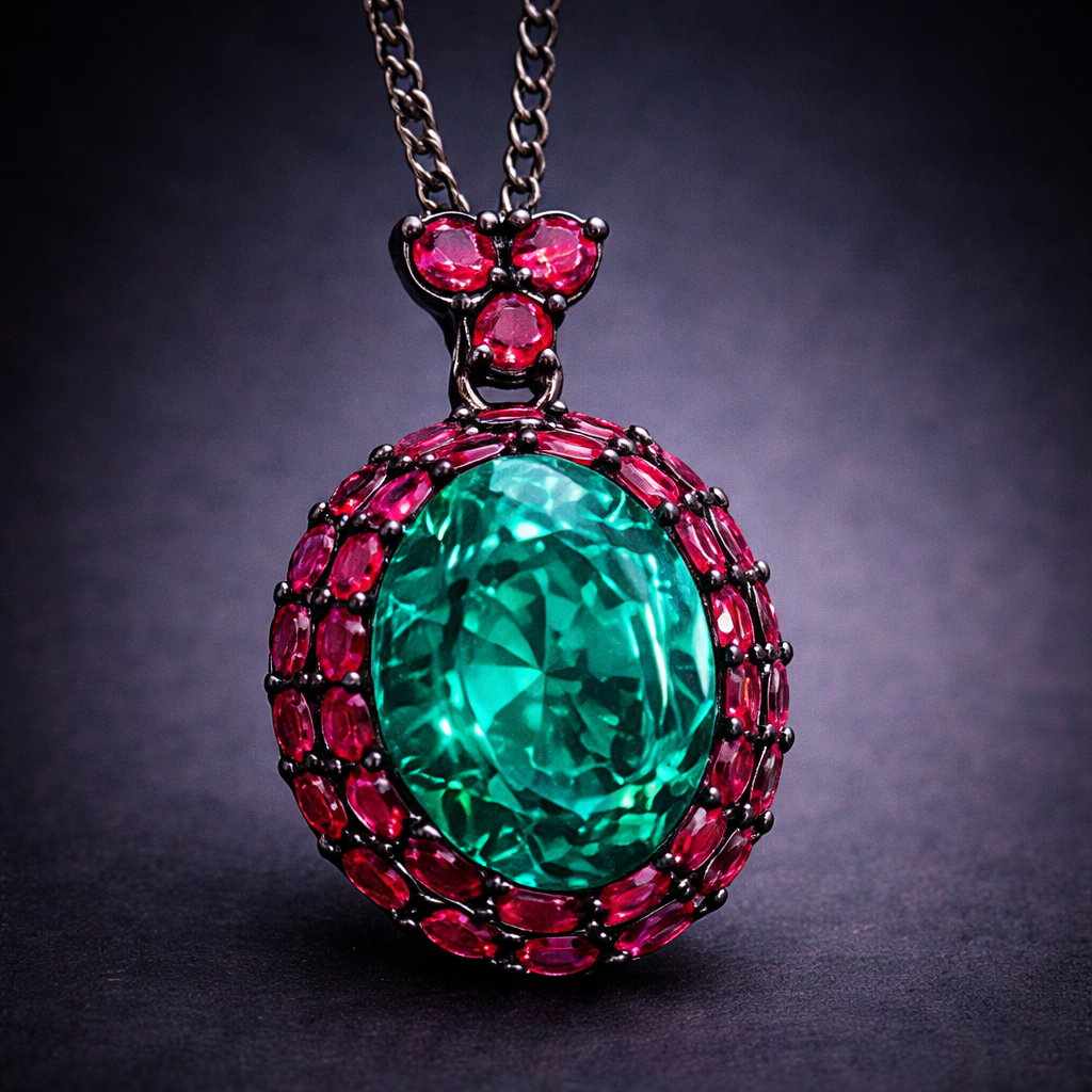 Classic Royal Halo Round Cut Black CZ Copper Pendant For Women Bulk