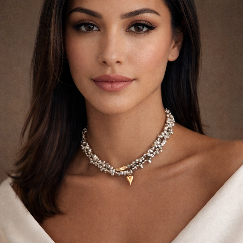 Layered Party Wear Dual Tone Gold Silver Necklace For Women Bulk