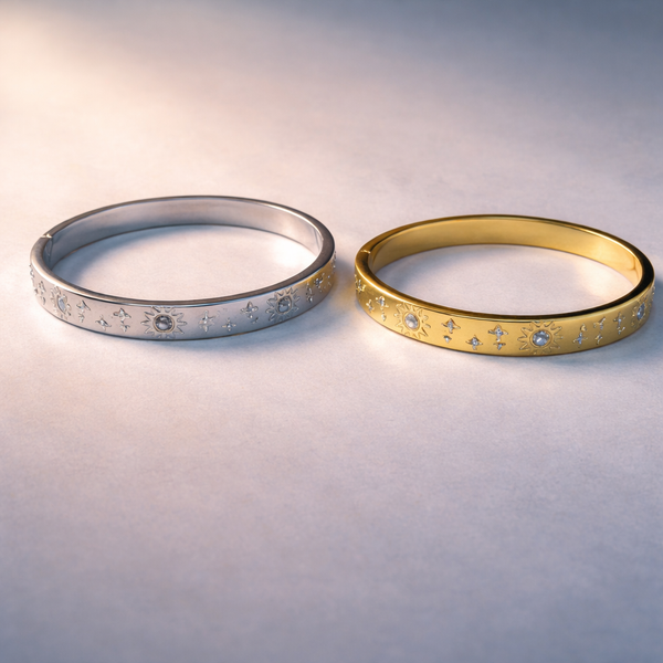 Bulk Sun Pattern Gold Silver Plated CZ Stainless Steel Cuff & Kada Secondary image