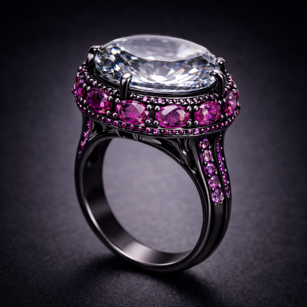 Designer Oval Cut Black CZ Copper Anti Tarnish Cocktail Ring Bulk