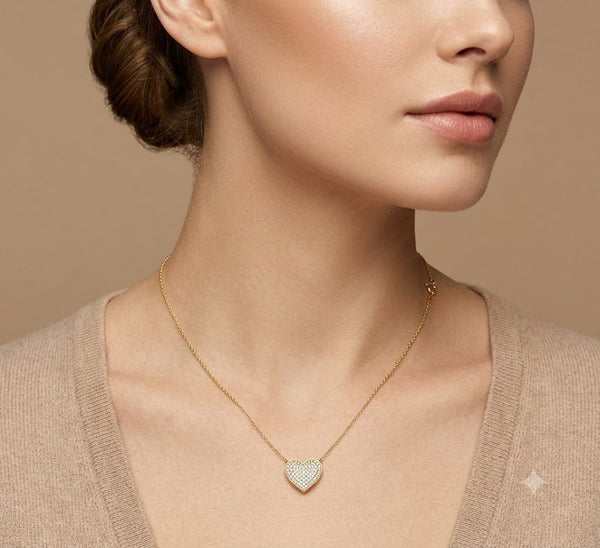 Gold Plated Heart Shaped CZ Anti Tarnish Copper Pendant For Women Bulk Main image