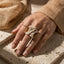 Luxury Gold Twisted Rope Design Faux Pearl Copper Cocktail Ring Bulk