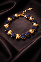 Bulk Blue Heart Gold Plated CZ Anti Tarnish Copper Bracelet For Women