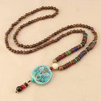Elephant Beads Wooden Brown Resin Long Necklace For Women Bulk