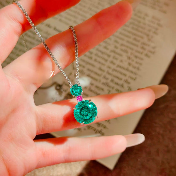 Multicolor Round Cut Cubic Zirconia Copper Necklace Combo Set For Women Bulk Secondary image