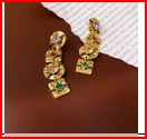 Square Round 18K Gold Cubic Zirconia Crytal Dangler Earring For Women