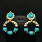 Turquoise Green White Blue CZ Beads Enamel Dangler Earring Bulk