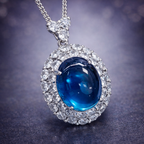 Red Blue Party Wear Oval Silver CZ Anti Tarnish Copper Pendant Bulk