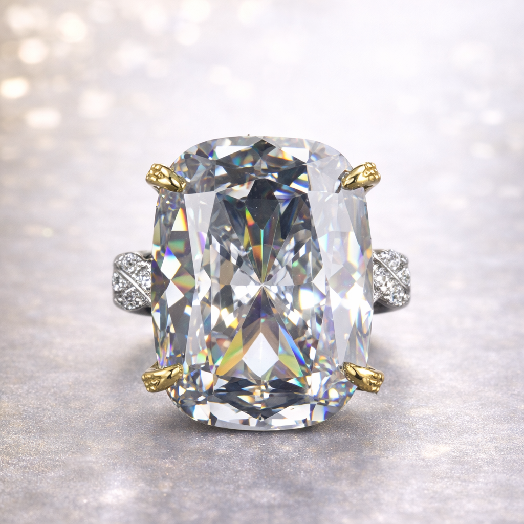 Designer Cushion Cut Gold Silver Plated CZ Copper Cocktail Ring Bulk Secondary image