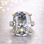 Designer Cushion Cut Gold Silver Plated CZ Copper Cocktail Ring Bulk