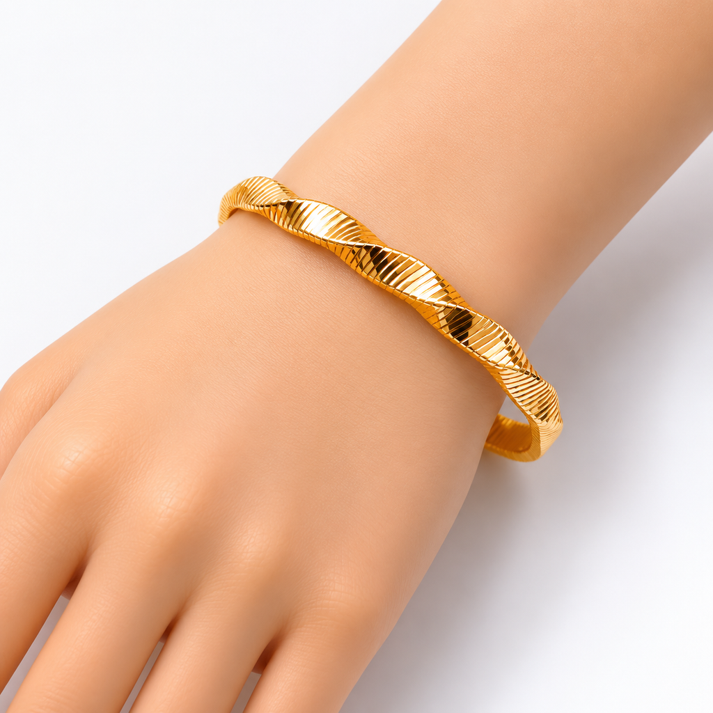 Winded Rope 18K Gold Anti Tarnish Flexible Bracelet Women Bulk