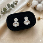 Gold Silver Round Oval Cubic Zirconia Copper Dangler Earrings Women Bulk