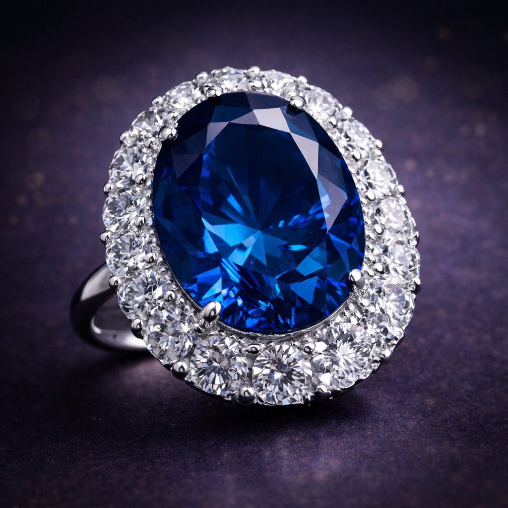 Luxury Royal Oval Cut Silver CZ Copper Anti Tarnish Cocktail Ring Bulk