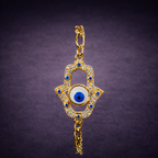 Bulk Blue White Hamsa Evil Eye Gold CZ Anti Tarnish Copper Bracelet