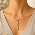 Designer Rainbow Crystal Gold Silver CZ Stainless Steel Necklace Bulk