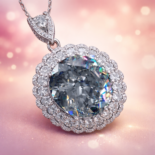 Glamorous Round Cut Silver Plated CZ Anti Tarnish Copper Pendant Bulk Main image