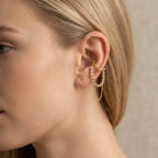 Stylish Gold Plated CZ Stainless Steel Chain Ear Cuff Earrings Bulk