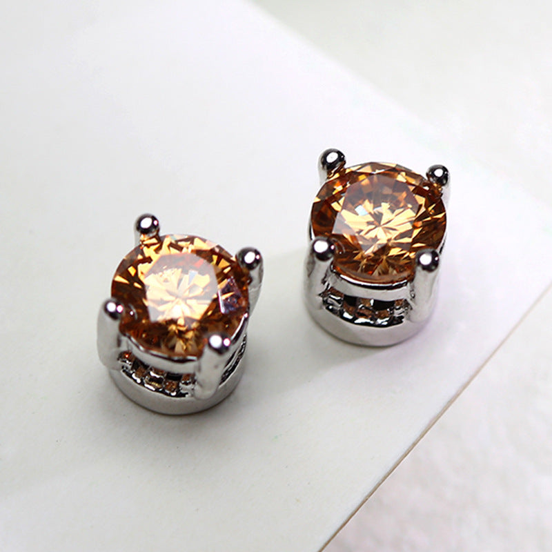 Round Multi Gemstone Solitaire Crystal CZ Stud Earring Bulk