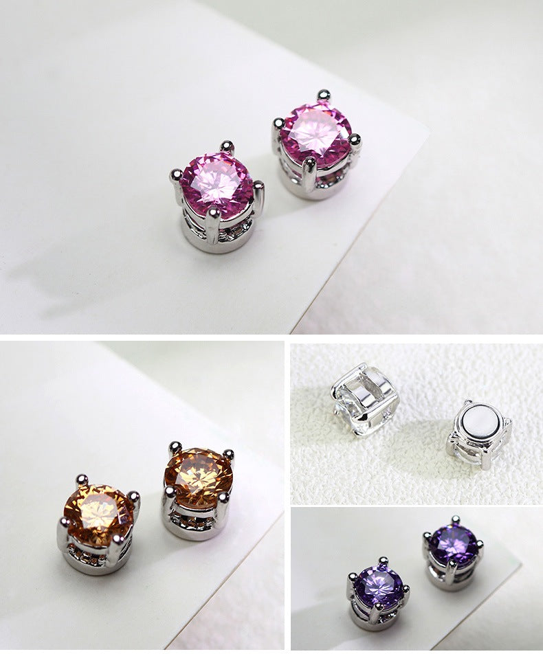 Round Multi Gemstone Solitaire Crystal CZ Stud Earring Bulk