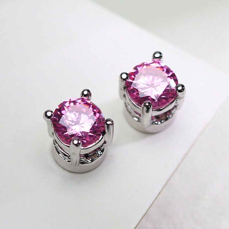 Round Multi Gemstone Solitaire Crystal CZ Stud Earring Bulk