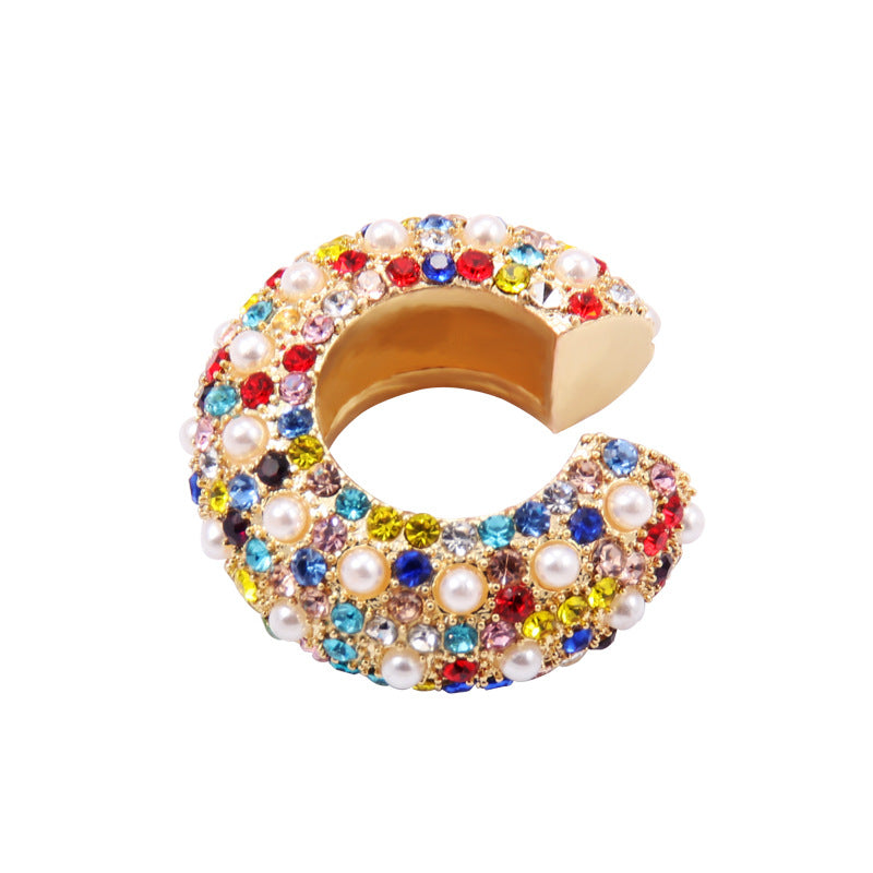 Pearl Multi Gemstone Crystal Anti Tarnish Ear Cuff Earring Women Bulk