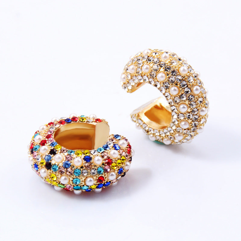 Pearl Multi Gemstone Crystal Anti Tarnish Ear Cuff Earring Women Bulk