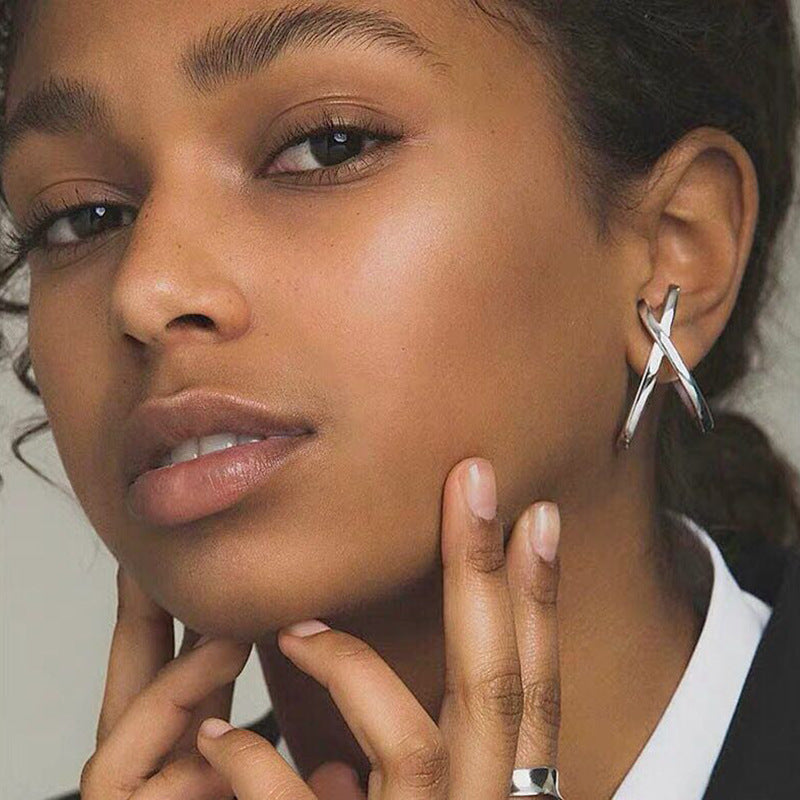 Cross Over 18K Gold Silver Anti Tarnish Ear Clip Ear Cuff Earring Bulk