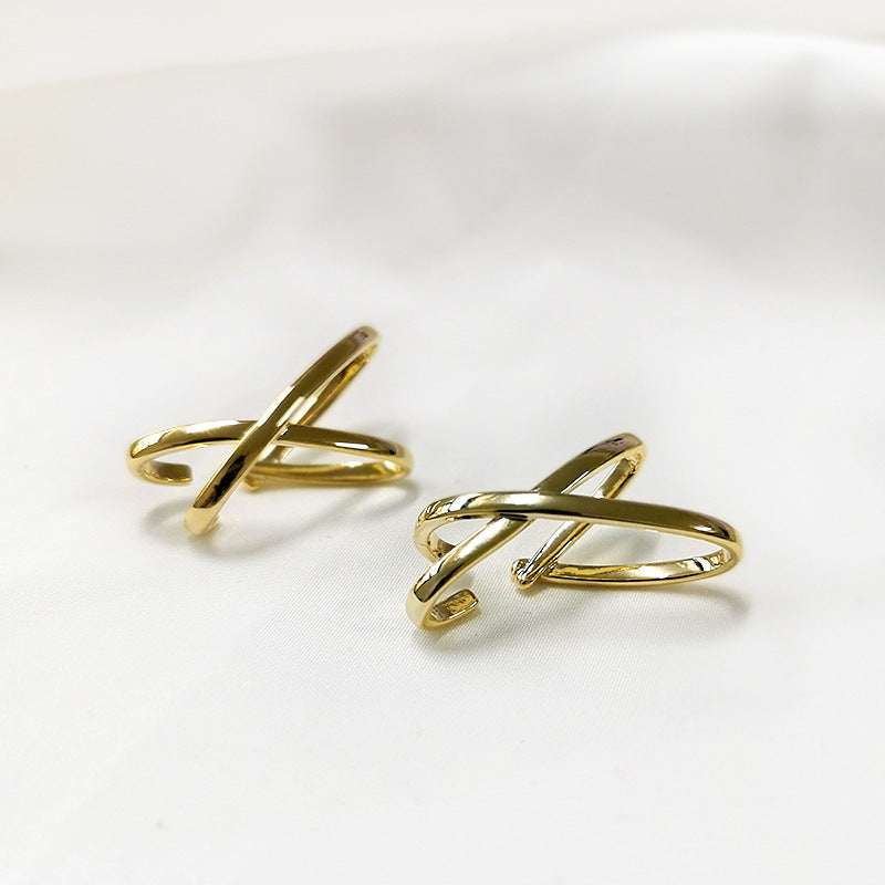 Cross Over 18K Gold Silver Anti Tarnish Ear Clip Ear Cuff Earring Bulk