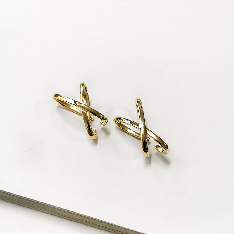 Cross Over 18K Gold Silver Anti Tarnish Ear Clip Ear Cuff Earring Bulk