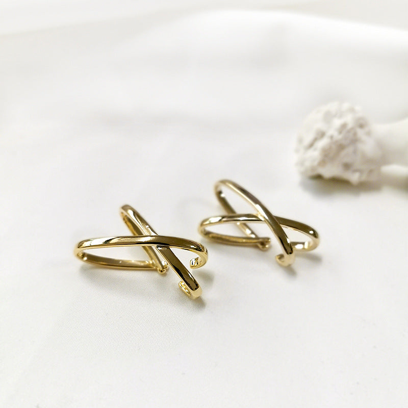 Cross Over 18K Gold Silver Anti Tarnish Ear Clip Ear Cuff Earring Bulk