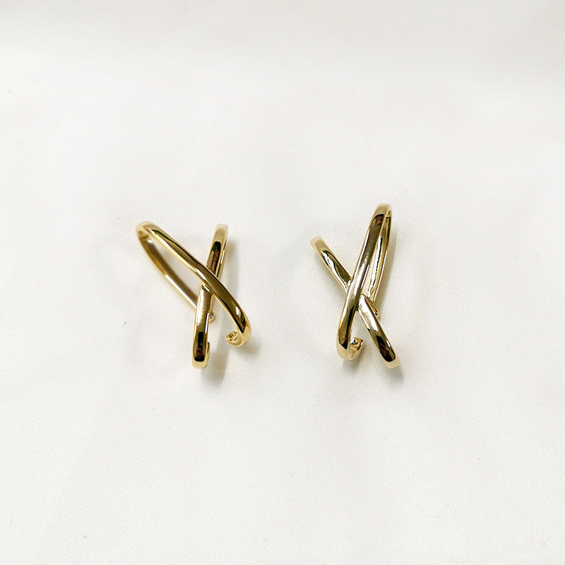 Cross Over 18K Gold Silver Anti Tarnish Ear Clip Ear Cuff Earring Bulk