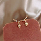 Designer Starburst Gold Plated CZ Chain Drop Earrings For Women Bulk