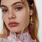 Multi Color Parrot Gold Enamel Dangler Earrings For Women Bulk
