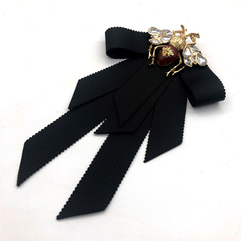 Bow Honey Bee Brown Black 18K Gold CZ Pearl Anti Tarnish Brooch Bulk