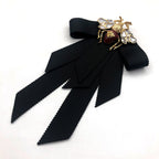 Bow Honey Bee Brown Black 18K Gold CZ Pearl Anti Tarnish Brooch Bulk