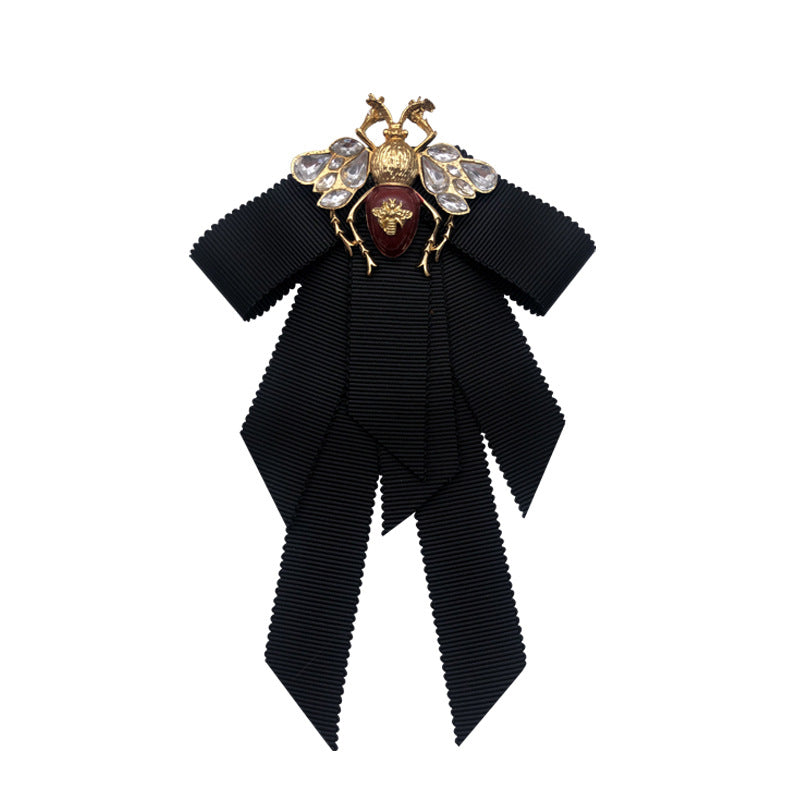 Bow Honey Bee Brown Black 18K Gold CZ Pearl Anti Tarnish Brooch Bulk