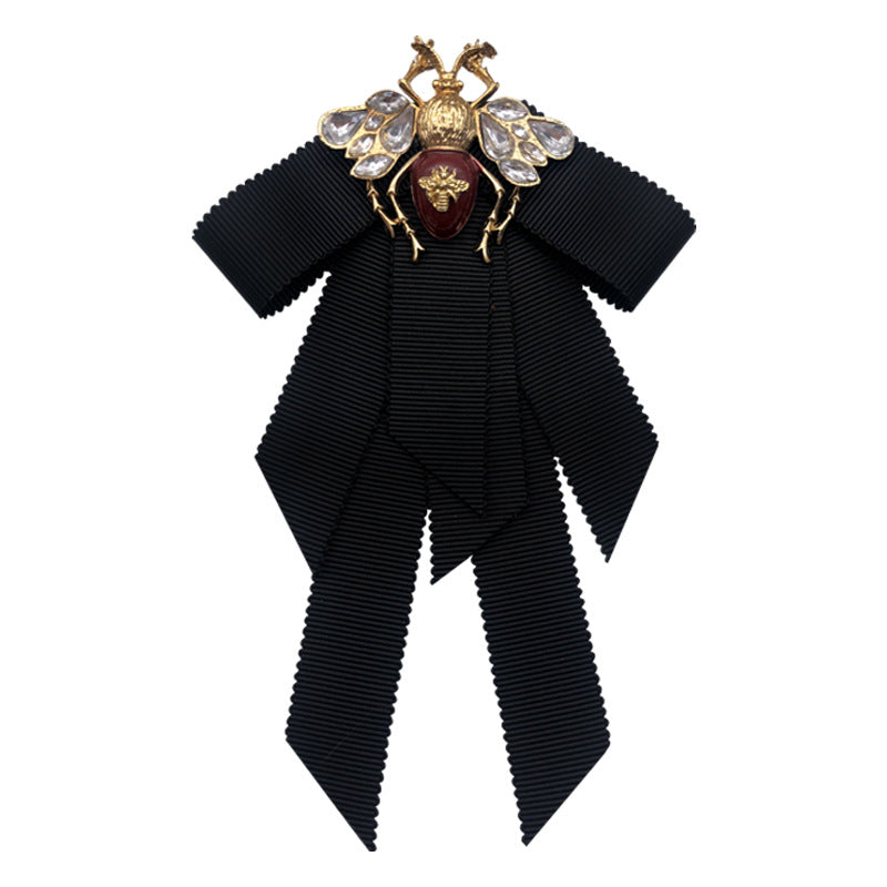 Bow Honey Bee Brown Black 18K Gold CZ Pearl Anti Tarnish Brooch Bulk