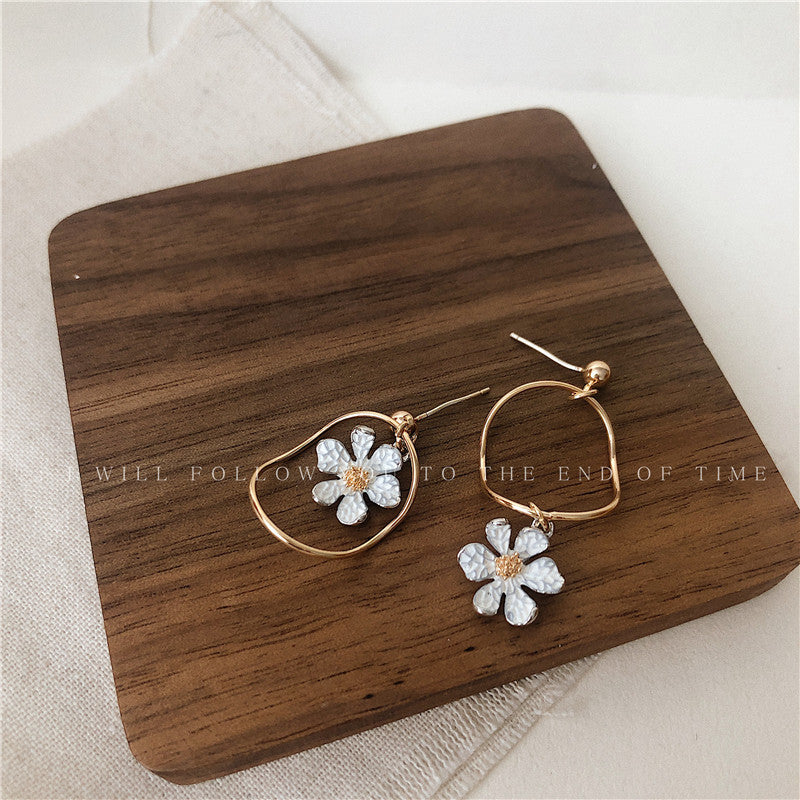 Bulk Floral Enamel Gold Plated Drop Earrings for Women