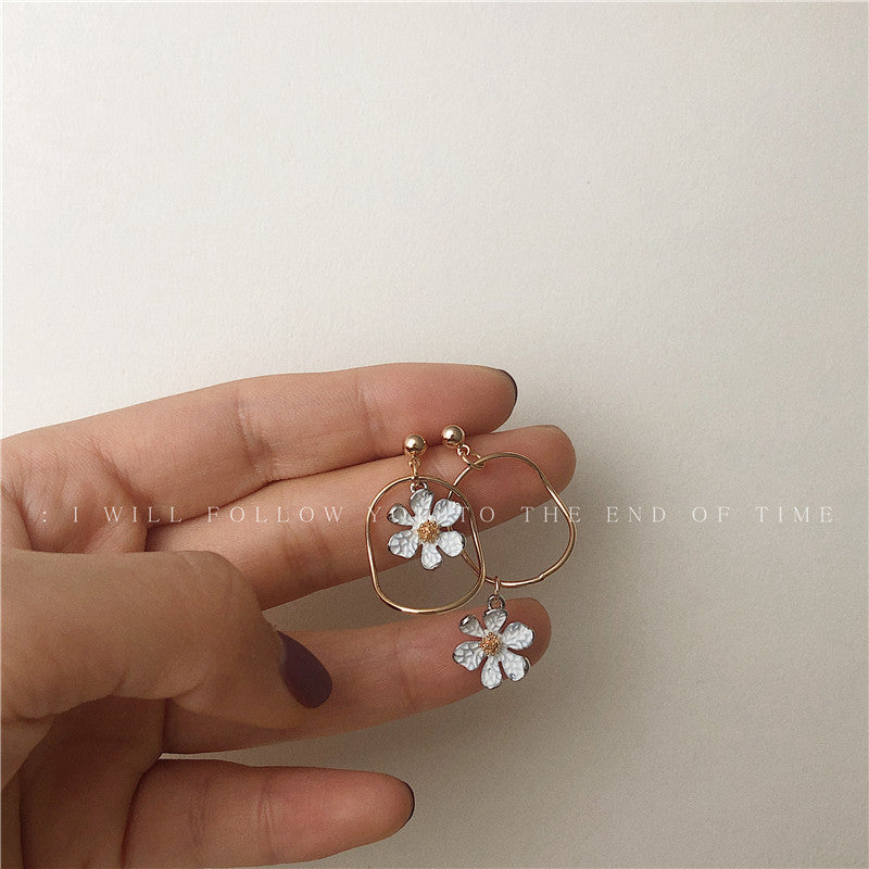 Bulk Floral Enamel Gold Plated Drop Earrings for Women