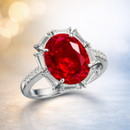 Premium Oval Cut Silver Plated CZ Copper Anti Tarnish Fancy Ring Bulk