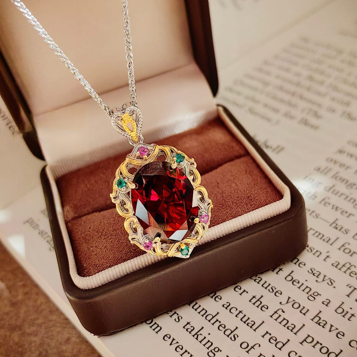 Multi Color Elegant Emerald Oval Gold Silver Copper Necklace Combo Bulk