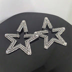 Star Silver Cubic Zirconia Rhinestones Dangler Earring For Women Bulk