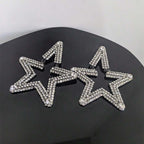 Star Silver Cubic Zirconia Rhinestones Dangler Earring For Women Bulk